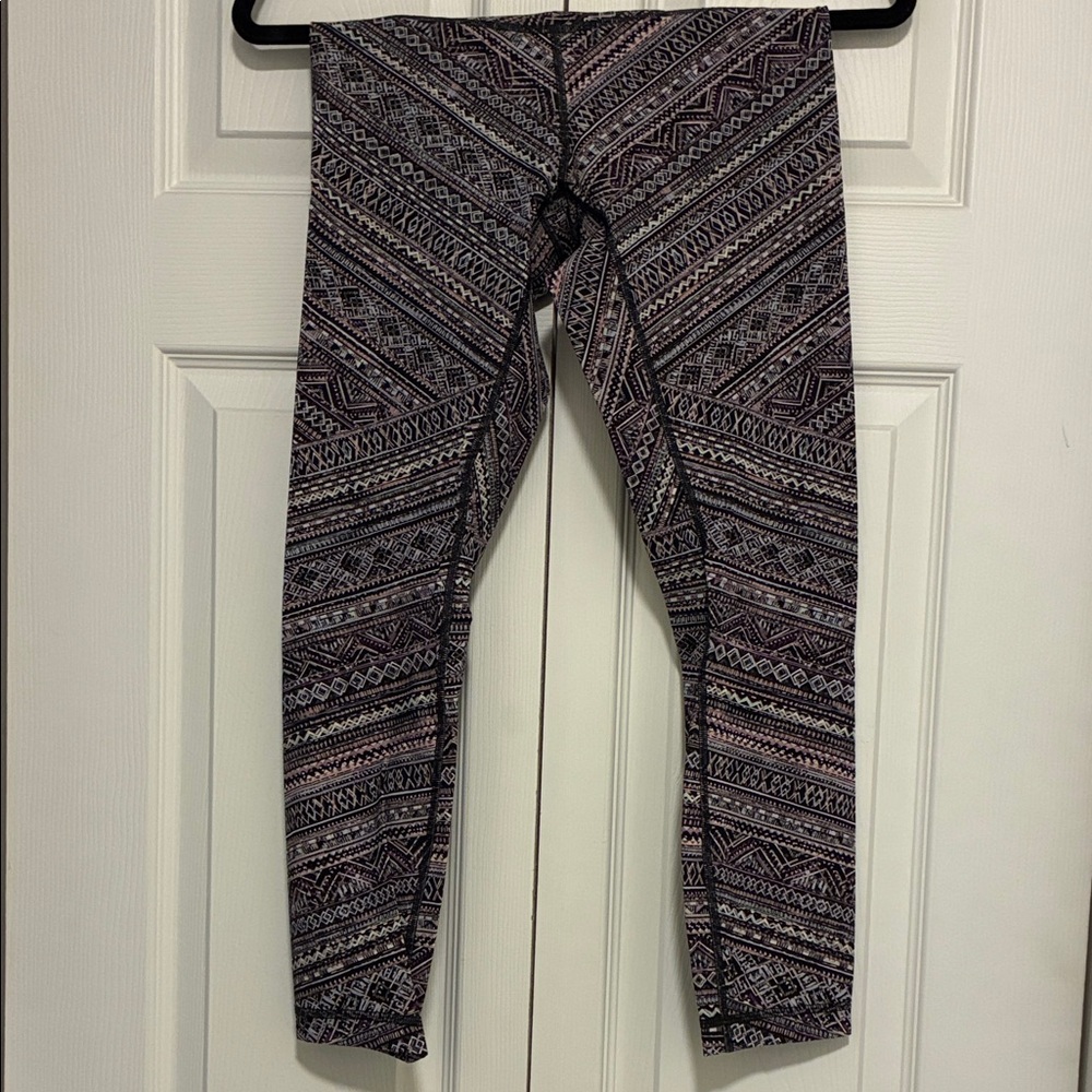 lululemon athletica Pink and Black Geometric Patterned Leggings